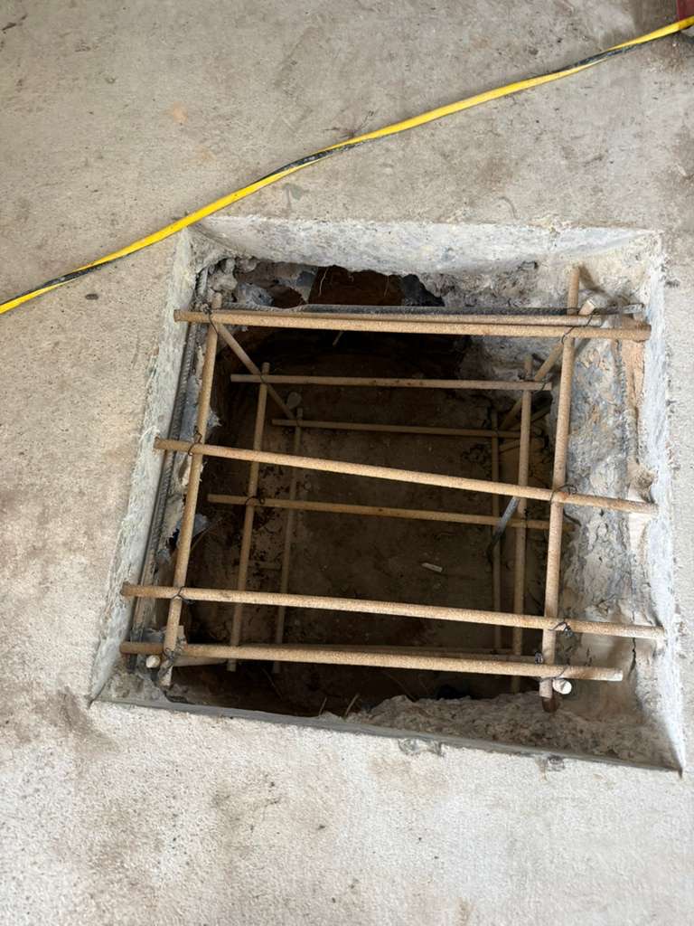 Freshly finished commercial concrete flatwork in Galveston